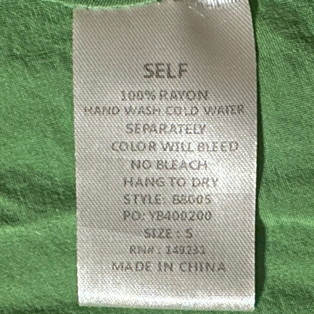 KORI Green Multi Color V-Neck Hi-Li Dress Lined Fringe Lace Flutter Boho Wmn S - Picture 10 of 14